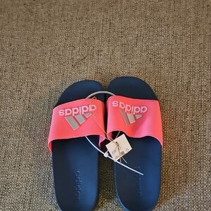 Adidas Pink and Navy Slides